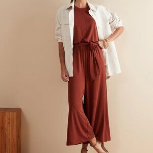Banana Republic Petite Sandwash Cropped Wide-Leg Jumpsuit